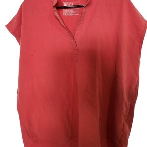 Figs Women's Coral-Red V-Neck Tunic Scrub Top